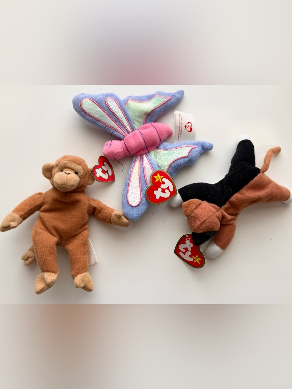 McDonald’s Ty Plush Trio - Brown Monkey, Black/Brown Cat, Pastel Butterfly
